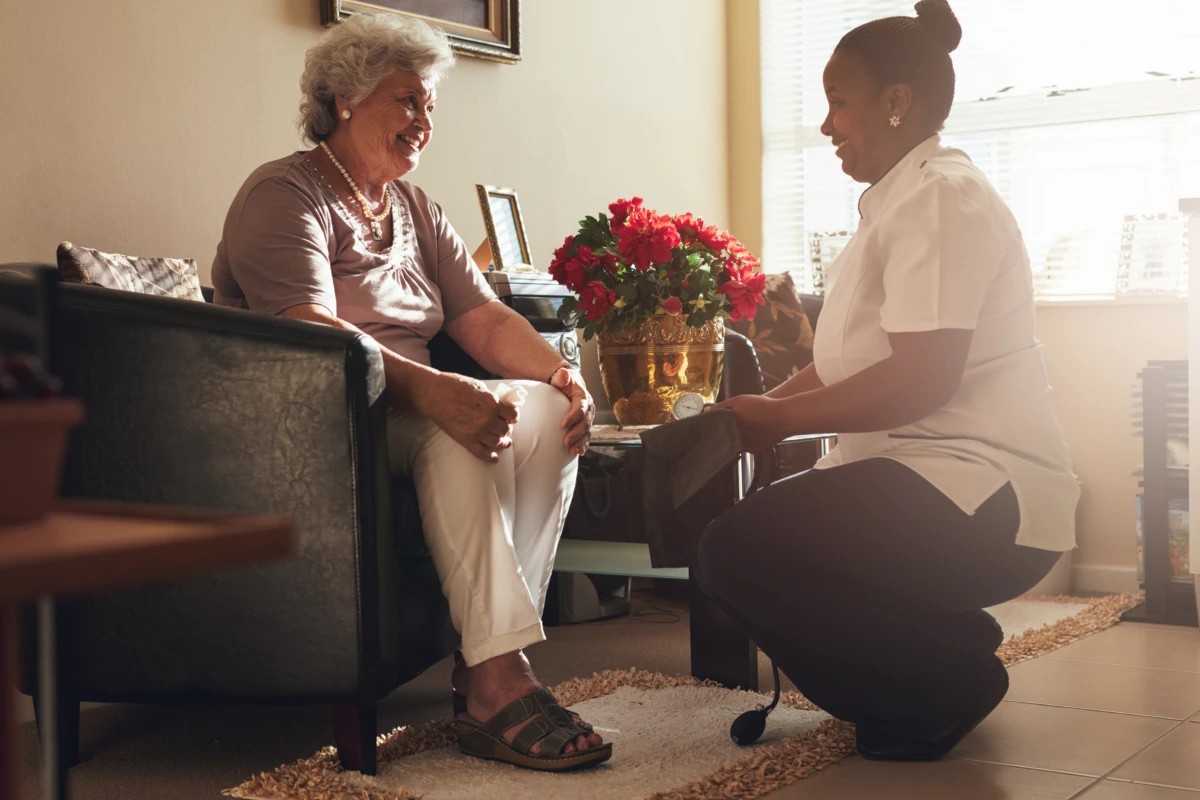 Carer Enjoying speaking with service user